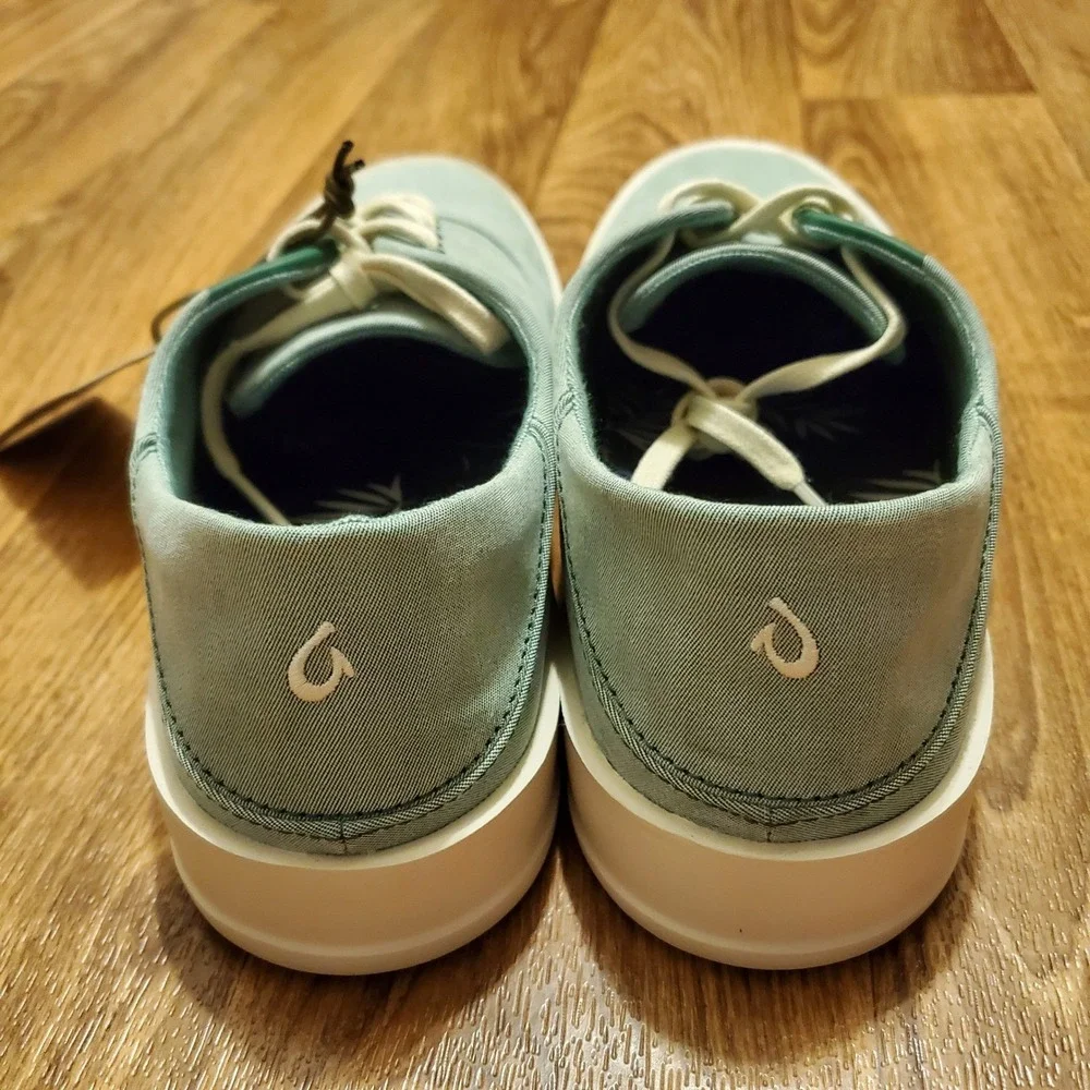 OluKai Boat Shoes Men 9 Tradewind Bamboo Green Textile Low Top Fishing New